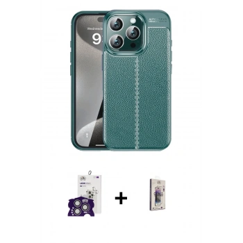 MARSİLYAN™- iPhone 16 Pro Max Kılıf Doruk Klasik Özel Seri - Siyah Bilvis 3D Cam Ekran Koruyucu + Bilvis Titan Kamera Lens - GS