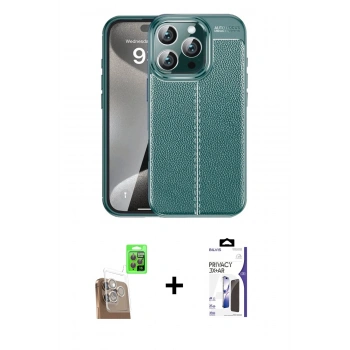 MARSİLYAN™- iPhone 16 Pro Max Kılıf Doruk Klasik Özel Seri - Siyah Bilvis 3X AR Hayalet Cam Ekran Koruyucu + Raze Metal Kamera Lens - CLTM