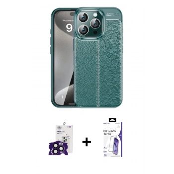 MARSİLYAN™- iPhone 16 Pro Max Kılıf Doruk Klasik Özel Seri - Siyah Bilvis 3X AR HD Cam Ekran Koruyucu + Bilvis Titan Kamera Lens - SH