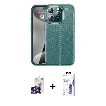 MARSİLYAN™- iPhone 16 Pro Max Kılıf Doruk Klasik Özel Seri - Siyah Bilvis 3X AR HD Cam Ekran Koruyucu + Bilvis Titan Kamera Lens - TMGI