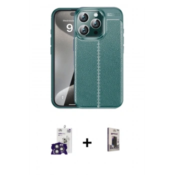 MARSİLYAN™- iPhone 16 Pro Max Kılıf Doruk Klasik Özel Seri - Siyah Bilvis Hayalet Cam Ekran Koruyucu + Bilvis Titan Kamera Lens - TMGI