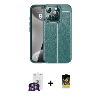 MARSİLYAN™- iPhone 16 Pro Max Kılıf Doruk Klasik Özel Seri - Siyah Buffer Cam Ekran Koruyucu + Bilvis Titan Kamera Lens - GS