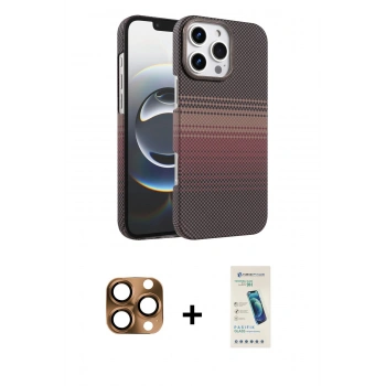 MARSİLYAN™- iPhone 16 Pro Max Kılıf Doruk Serisi - Şeffaf Pasifik Cam Ekran Koruyucu + Pers Alüminyum Kamera Lens - CLTM