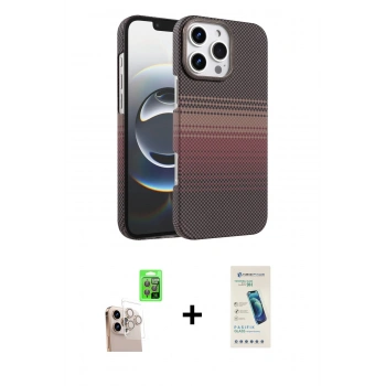 MARSİLYAN™- iPhone 16 Pro Max Kılıf Doruk Serisi - Şeffaf Pasifik Cam Ekran Koruyucu + Raze Metal Kamera Lens - NLGY