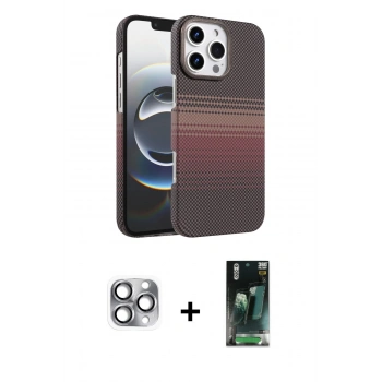 MARSİLYAN™- iPhone 16 Pro Max Kılıf Doruk Serisi - Siyah 360 Mat Full Body Arka Koruyucu + Pers Alüminyum Kamera Lens - GI