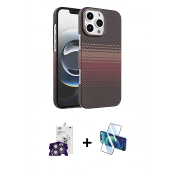 MARSİLYAN™- iPhone 16 Pro Max Kılıf Doruk Serisi - Siyah 3D Antistatik Cam Ekran Koruyucu + Bilvis Titan Kamera Lens - GS