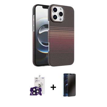 MARSİLYAN™- iPhone 16 Pro Max Kılıf Doruk Serisi - Siyah 3D Antistatik Hayalet Cam Ekran Koruyucu + Bilvis Titan Kamera Lens - SH