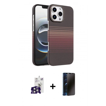 MARSİLYAN™- iPhone 16 Pro Max Kılıf Doruk Serisi - Siyah 3D Antistatik Hayalet Cam Ekran Koruyucu + Bilvis Titan Kamera Lens - TMGI