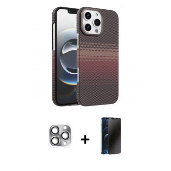 MARSİLYAN™- iPhone 16 Pro Max Kılıf Doruk Serisi - Siyah 3D Antistatik Hayalet Cam Ekran Koruyucu + Pers Alüminyum Kamera Lens - GI