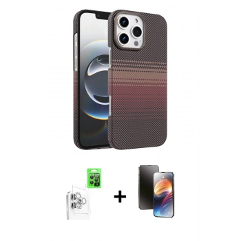 MARSİLYAN™- iPhone 16 Pro Max Kılıf Doruk Serisi - Siyah 3D Antistatik Mat Seramik Nano Ekran Koruyucu + Raze Metal Kamera Lens - BZ
