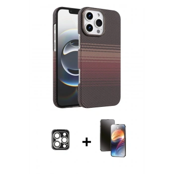 MARSİLYAN™- iPhone 16 Pro Max Kılıf Doruk Serisi - Siyah 3D Antistatik Mat Seramik Nano Ekran Koruyucu + PVD Metal Kamera Lens - GS