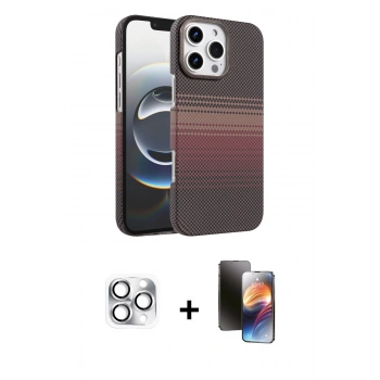 MARSİLYAN™- iPhone 16 Pro Max Kılıf Doruk Serisi - Siyah 3D Antistatik Mat Seramik Nano Ekran Koruyucu + Pers Alüminyum Kamera Lens - GS
