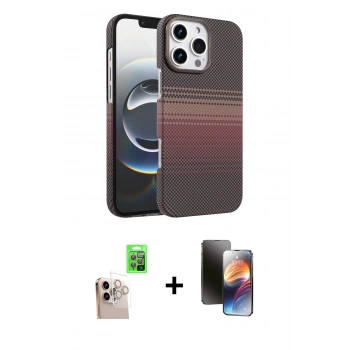 MARSİLYAN™- iPhone 16 Pro Max Kılıf Doruk Serisi - Siyah 3D Antistatik Mat Seramik Nano Ekran Koruyucu + Raze Metal Kamera Lens - NLGY