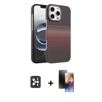 MARSİLYAN™- iPhone 16 Pro Max Kılıf Doruk Serisi - Siyah 3D Antistatik Mat Seramik Nano Ekran Koruyucu + PVD Metal Kamera Lens - SH