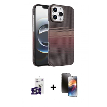 MARSİLYAN™- iPhone 16 Pro Max Kılıf Doruk Serisi - Siyah 3D Antistatik Mat Seramik Nano Ekran Koruyucu + Bilvis Titan Kamera Lens - TMGI