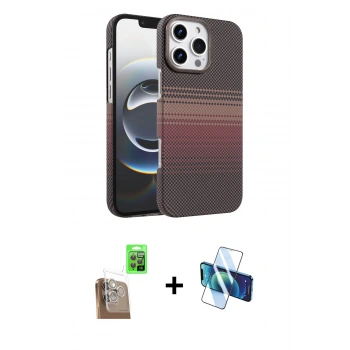 MARSİLYAN™- iPhone 16 Pro Max Kılıf Doruk Serisi - Siyah 3D Antistatik Seramik Nano Ekran Koruyucu + Raze Metal Kamera Lens - CLTM