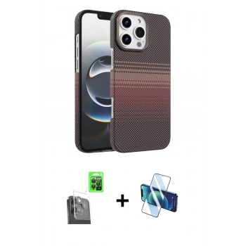 MARSİLYAN™- iPhone 16 Pro Max Kılıf Doruk Serisi - Siyah 3D Antistatik Seramik Nano Ekran Koruyucu + Raze Metal Kamera Lens - SH