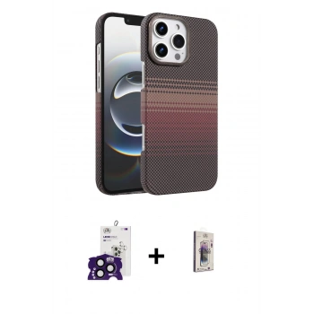 MARSİLYAN™- iPhone 16 Pro Max Kılıf Doruk Serisi - Siyah Bilvis 3D Cam Ekran Koruyucu + Bilvis Titan Kamera Lens - SH