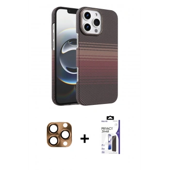 MARSİLYAN™- iPhone 16 Pro Max Kılıf Doruk Serisi - Siyah Bilvis 3X AR Hayalet Cam Ekran Koruyucu + Pers Alüminyum Kamera Lens - CLTM