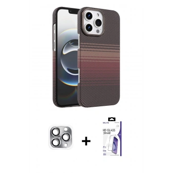 MARSİLYAN™- iPhone 16 Pro Max Kılıf Doruk Serisi - Siyah Bilvis 3X AR HD Cam Ekran Koruyucu + Pers Alüminyum Kamera Lens - GI