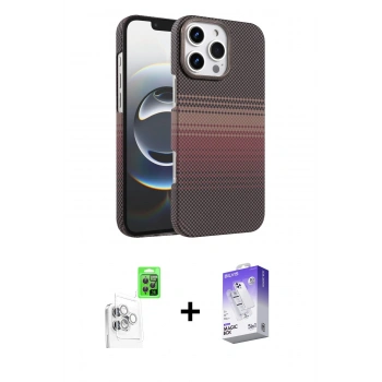 MARSİLYAN™- iPhone 16 Pro Max Kılıf Doruk Serisi - Siyah Bilvis 5in1 3D Magic Cam Ekran Koruyucu + Raze Metal Kamera Lens - BZ