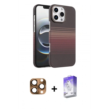 MARSİLYAN™- iPhone 16 Pro Max Kılıf Doruk Serisi - Siyah Bilvis 5in1 3D Magic Cam Ekran Koruyucu + Pers Alüminyum Kamera Lens - CLTM