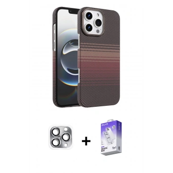 MARSİLYAN™- iPhone 16 Pro Max Kılıf Doruk Serisi - Siyah Bilvis 5in1 3D Magic Cam Ekran Koruyucu + Pers Alüminyum Kamera Lens - GI