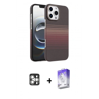 MARSİLYAN™- iPhone 16 Pro Max Kılıf Doruk Serisi - Siyah Bilvis 5in1 3D Magic Cam Ekran Koruyucu + PVD Metal Kamera Lens - GS