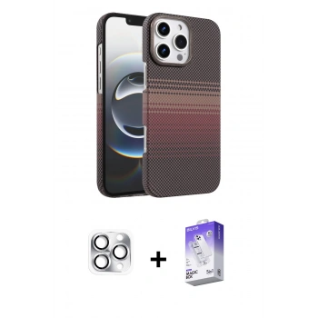 MARSİLYAN™- iPhone 16 Pro Max Kılıf Doruk Serisi - Siyah Bilvis 5in1 3D Magic Cam Ekran Koruyucu + Pers Alüminyum Kamera Lens - GS