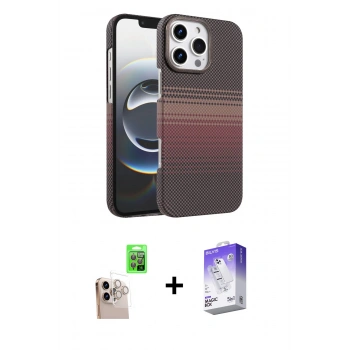 MARSİLYAN™- iPhone 16 Pro Max Kılıf Doruk Serisi - Siyah Bilvis 5in1 3D Magic Cam Ekran Koruyucu + Raze Metal Kamera Lens - NLGY