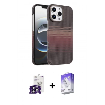 MARSİLYAN™- iPhone 16 Pro Max Kılıf Doruk Serisi - Siyah Bilvis 5in1 3D Magic Cam Ekran Koruyucu + Bilvis Titan Kamera Lens - SH