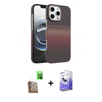 MARSİLYAN™- iPhone 16 Pro Max Kılıf Doruk Serisi - Siyah Bilvis 5in1 5D Magic Hayalet Cam Ekran Koruyucu + Raze Metal Kamera Lens - CLTM