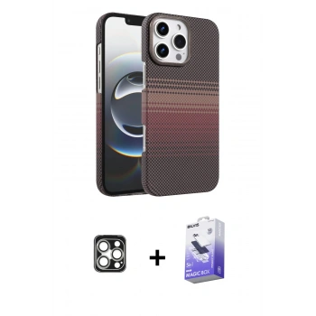 MARSİLYAN™- iPhone 16 Pro Max Kılıf Doruk Serisi - Siyah Bilvis 5in1 5D Magic Hayalet Cam Ekran Koruyucu + PVD Metal Kamera Lens - GS