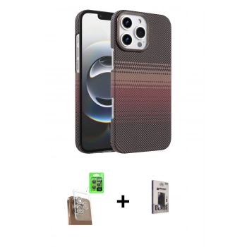 MARSİLYAN™- iPhone 16 Pro Max Kılıf Doruk Serisi - Siyah Bilvis Hayalet Cam Ekran Koruyucu + Raze Metal Kamera Lens - CLTM