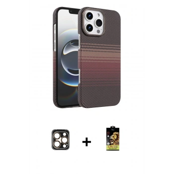 MARSİLYAN™- iPhone 16 Pro Max Kılıf Doruk Serisi - Siyah Buffer Cam Ekran Koruyucu + PVD Metal Kamera Lens - GD