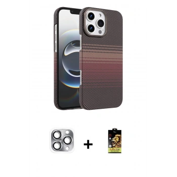 MARSİLYAN™- iPhone 16 Pro Max Kılıf Doruk Serisi - Siyah Buffer Cam Ekran Koruyucu + Pers Alüminyum Kamera Lens - GI