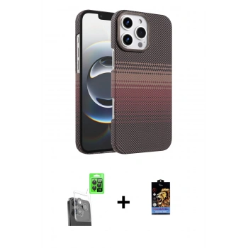 MARSİLYAN™- iPhone 16 Pro Max Kılıf Doruk Serisi - Siyah Buffer Hayalet Cam Ekran Koruyucu + Raze Metal Kamera Lens - SH