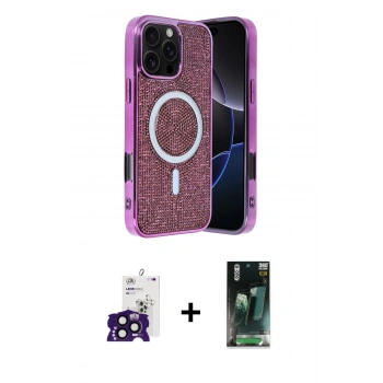 MARSİLYAN™- iPhone 16 Pro Max Kılıf Eksen Çizgi - Siyah 360 Mat Full Body Arka Koruyucu + Bilvis Titan Kamera Lens - SH