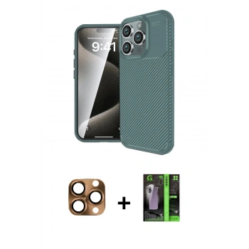 MARSİLYAN™- iPhone 16 Pro Max Kılıf Eksen Form Prime - Şeffaf 360 Full Body Arka Koruyucu + Pers Alüminyum Kamera Lens - CLTM