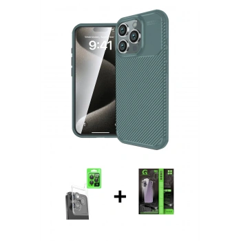 MARSİLYAN™- iPhone 16 Pro Max Kılıf Eksen Form Prime - Şeffaf 360 Full Body Arka Koruyucu + Raze Metal Kamera Lens - SH