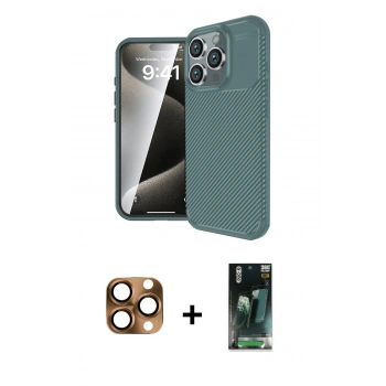 MARSİLYAN™- iPhone 16 Pro Max Kılıf Eksen Form Prime - Siyah 360 Mat Full Body Arka Koruyucu + Pers Alüminyum Kamera Lens - CLTM