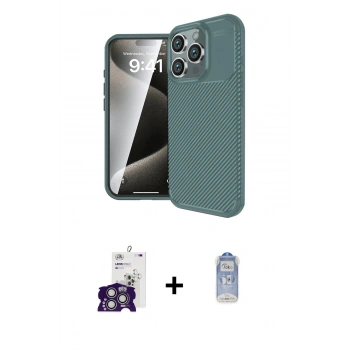 MARSİLYAN™- iPhone 16 Pro Max Kılıf Eksen Form Prime - Siyah Joko Magic 5D Cam + Bilvis Titan Kamera Lens - GS