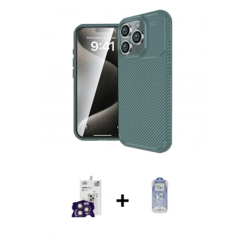 MARSİLYAN™- iPhone 16 Pro Max Kılıf Eksen Form Prime - Siyah Joko Magic 5D Cam + Bilvis Titan Kamera Lens - TMGI