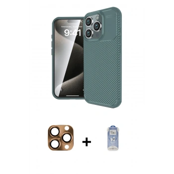 MARSİLYAN™- iPhone 16 Pro Max Kılıf Eksen Form Prime - Siyah Joko Magic 5D Cam + Pers Alüminyum Kamera Lens - CLTM