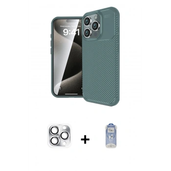 MARSİLYAN™- iPhone 16 Pro Max Kılıf Eksen Form Prime - Siyah Joko Magic 5D Cam + Pers Alüminyum Kamera Lens - GS