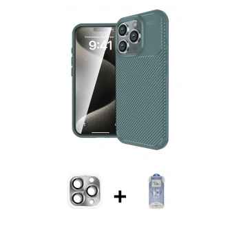MARSİLYAN™- iPhone 16 Pro Max Kılıf Eksen Form Prime - Siyah Joko Magic 5D Cam + Pers Alüminyum Kamera Lens - GI