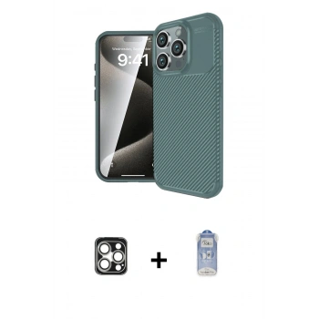 MARSİLYAN™- iPhone 16 Pro Max Kılıf Eksen Form Prime - Siyah Joko Magic 5D Cam + PVD Metal Kamera Lens - GS