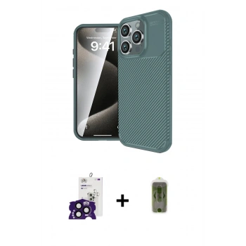 MARSİLYAN™- iPhone 16 Pro Max Kılıf Eksen Form Prime - Siyah Joko Magic 5D Hayalet Cam + Bilvis Titan Kamera Lens - SH