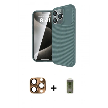 MARSİLYAN™- iPhone 16 Pro Max Kılıf Eksen Form Prime - Siyah Joko Magic 5D Hayalet Cam + Pers Alüminyum Kamera Lens - CLTM