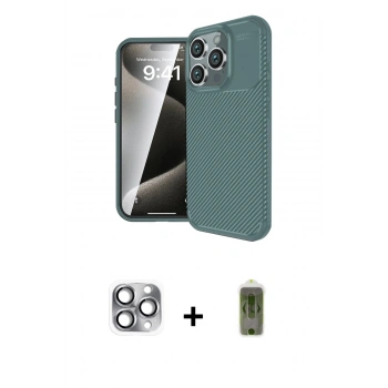 MARSİLYAN™- iPhone 16 Pro Max Kılıf Eksen Form Prime - Siyah Joko Magic 5D Hayalet Cam + Pers Alüminyum Kamera Lens - GI